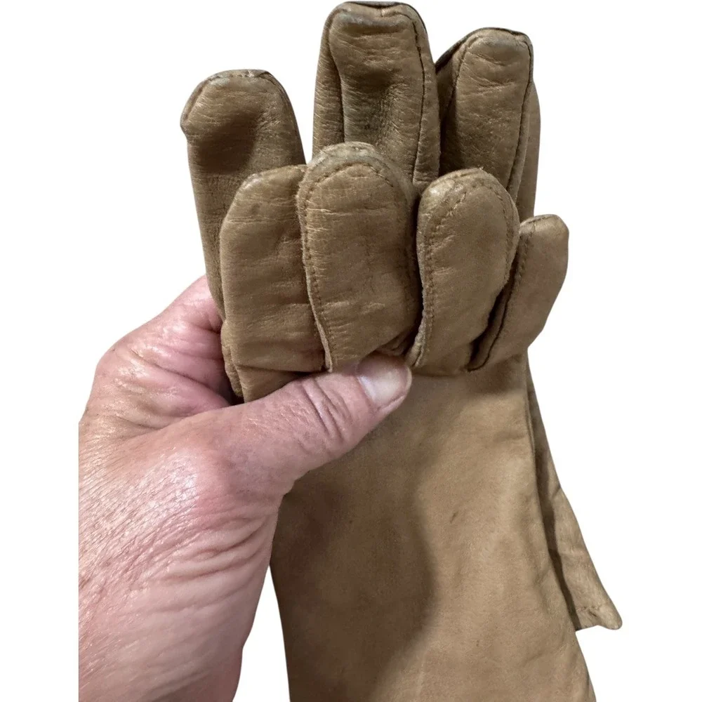 Womens Leather Gloves Large‎ Damas G Grande Tan Beige Lined Dressy